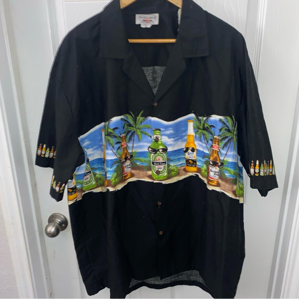 Pacific Legend Men's Hawaiian Island beer Button Up Shirt Size 2XL